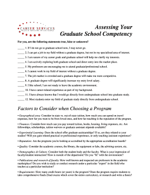 Graduate School Competency Assessment Form