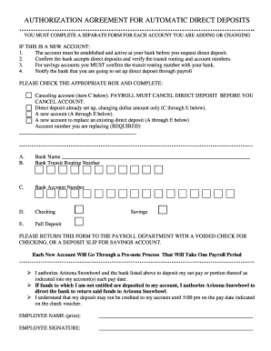 Generic direct deposit form pdf - Direct Deposit Form. - Arizona Snowbowl