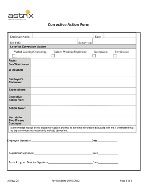 Corrective Action Form