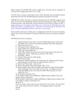Form DS-230 Application for Adopted Child