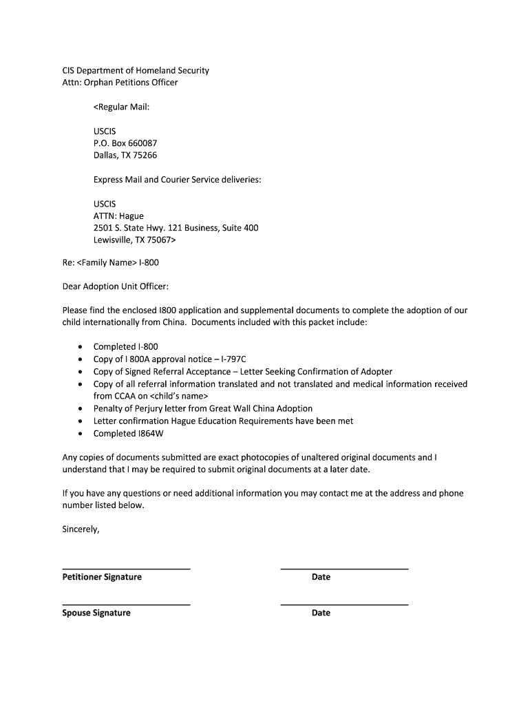 I 800 Cover Letter Fill And Sign Printable Template Online Us Legal Forms