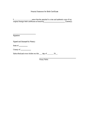 Notarial Statement for Birth Certificate