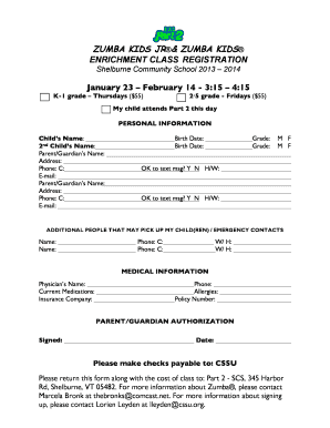 enrichment forms for zumba kuds