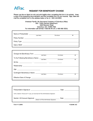 Aflac Beneficiary Change Request Form