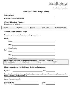 Employee Name Address Change Form