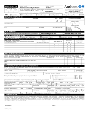 Anthem Blue Cross Health Plan Enrollment Form