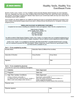 Healthy Smile, Healthy You Enrollment Form