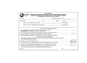 Indiana Form WH-4 Employee's Withholding Exemption and County Status Certificate