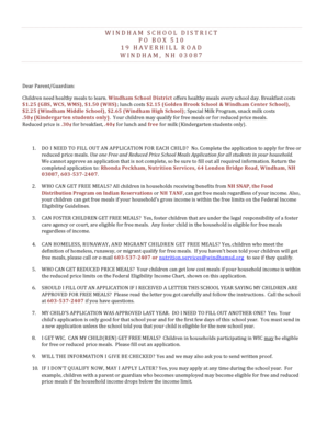 Free and Reduced Price School Meals Application