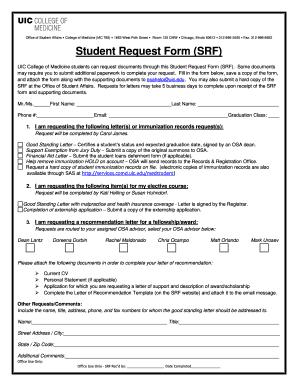 Student Request Form (SRF)