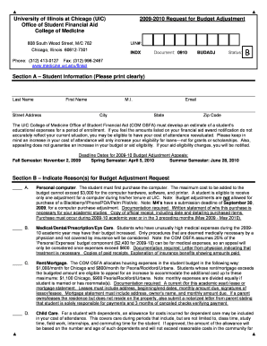 UIC College of Medicine Budget Adjustment Request Form