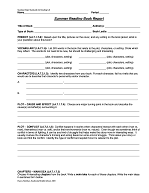 summer book report form