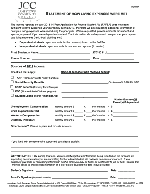 Statement of How Living Expenses Were Met