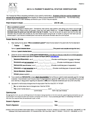 Parent's Marital Status Verification Form