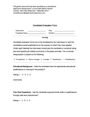 Candidate evaluation form - Candidate Evaluation Form-Generic - npapark