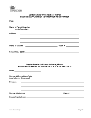 Santa Barbara Unified School District Pesticide Notice to Parents and Staff