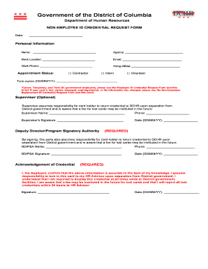 District of Columbia Non-Employee ID Credential Request Form