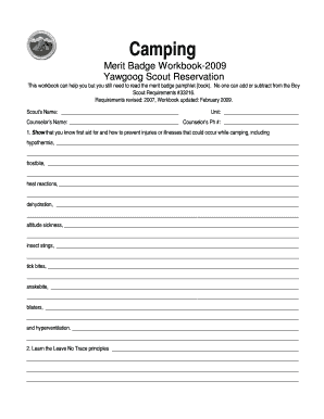 Camping Merit Badge Workbook