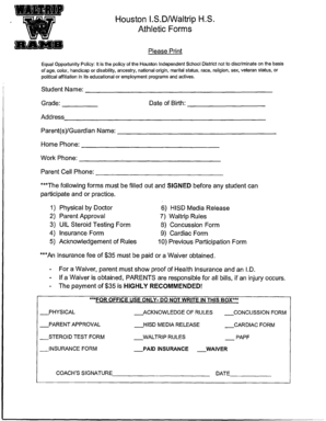 Houston ISD Athletic Participation Forms