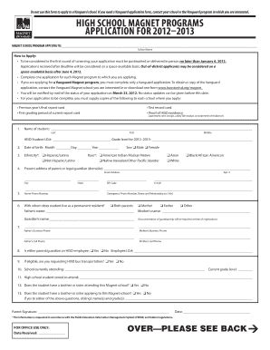 High School Magnet Program Application