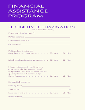 Financial Assistance Program Eligibility Determination