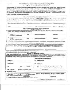 Virginia Criminal Background Check Form