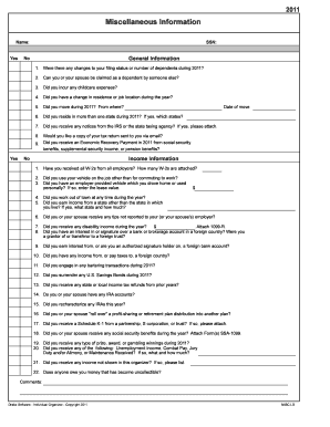 2011 US Individual Tax Organizer