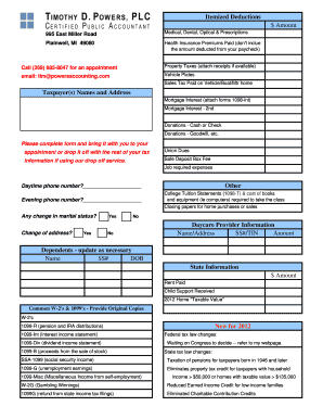 2012 Itemized Deductions Form