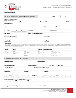 Employee Information Form and Employment Confirmation Agreement