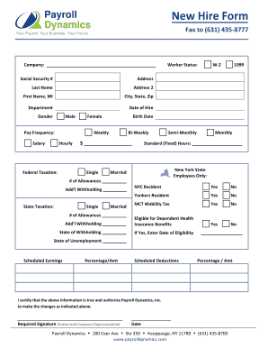 Payroll New Hire Form