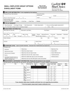 Small Employer Group Health Insurance Enrollment Form