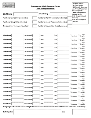 Staff Billing Statement