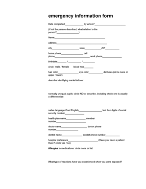 Emergency Information Form