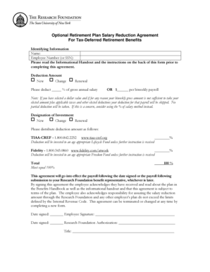 Retirement Plan Salary Reduction Agreement