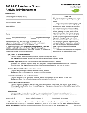 NY44 Living Healthy Wellness Fitness Reimbursement Form