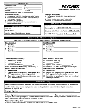 Paychex Direct Deposit Signup Form