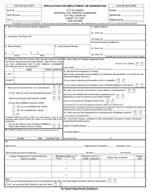 City of Albany Employment Application