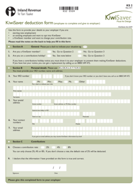 KiwiSaver Deduction Form