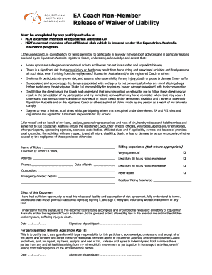 EA Coach Non-Member Release of Waiver of Liability