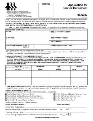 New York State Service Retirement Application