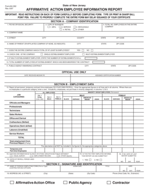 New Jersey Affirmative Action Employee Information Report