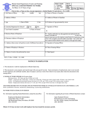 Rhode Island Minor Work Permit
