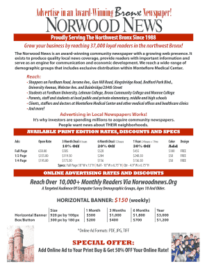 Norwood News Advertising Order Form