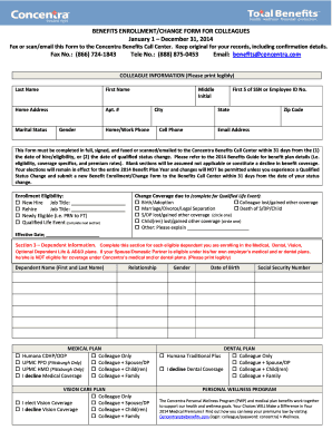 Benefits Enrollment Change Form