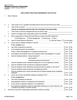 Employment Practices Endorsement Application