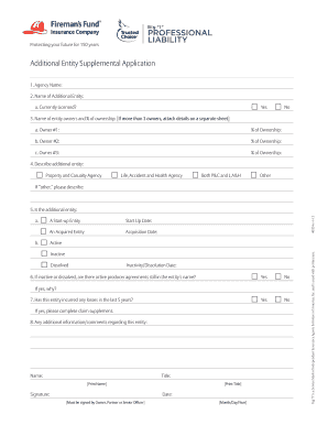 Additional Entity Supplemental Application
