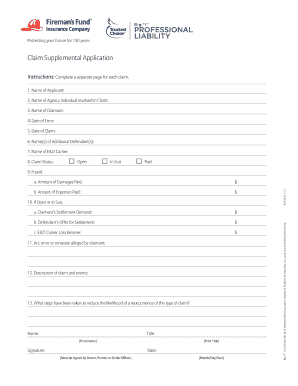Claim Supplemental Application