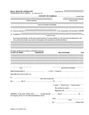Virginia Real Estate Affidavit
