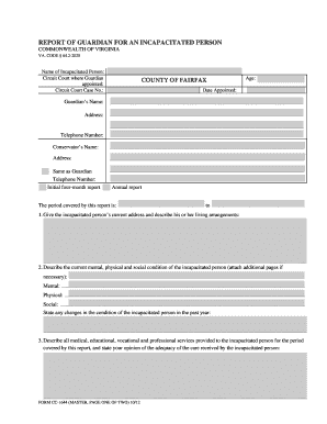 Virginia Guardian Report for Incapacitated Person