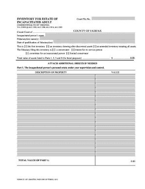 Virginia Estate Inventory Form